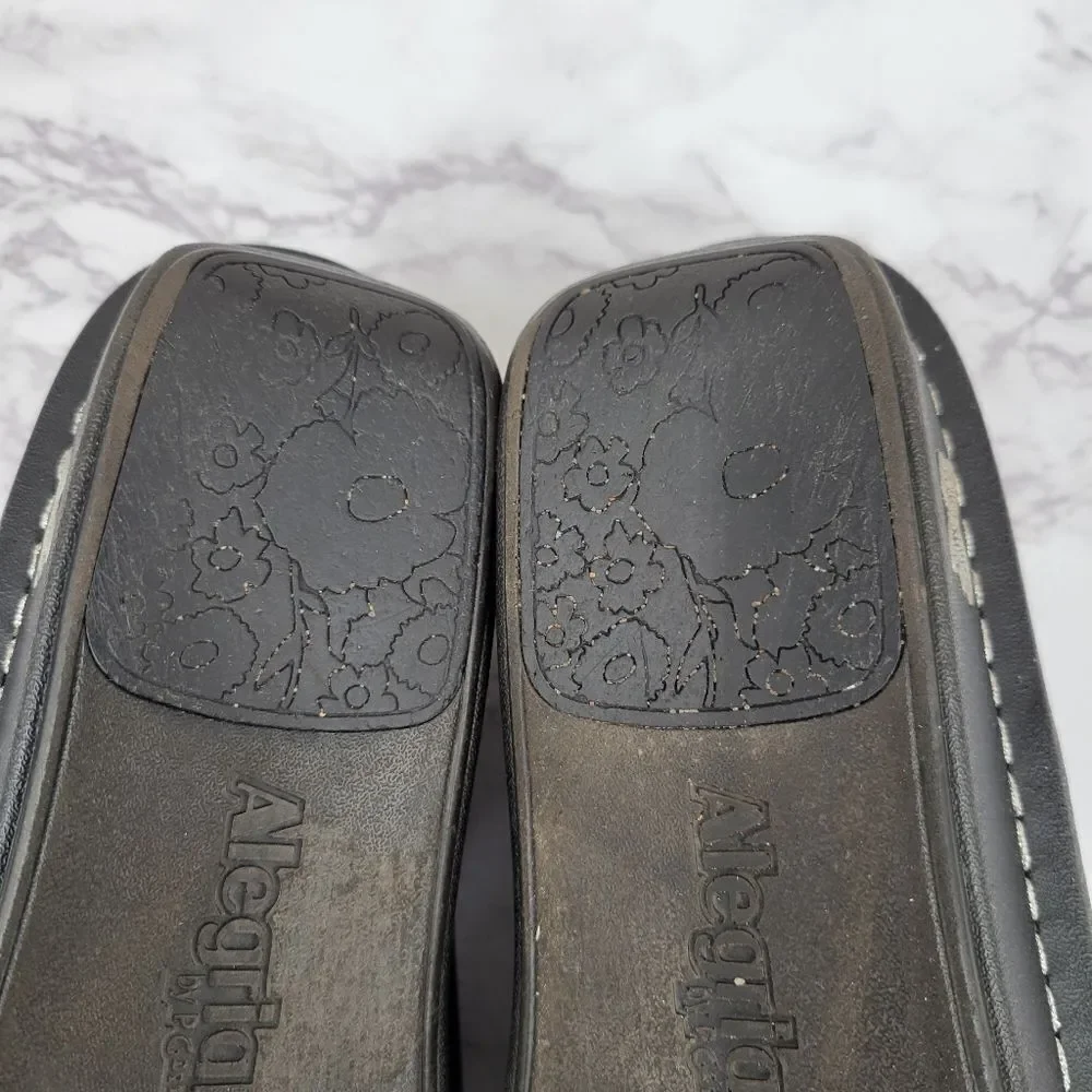 Alegria Paloma Black Rose Embossed Mary Jane Shoes Leather Women's Euro Size 39 - Picture 10 of 12